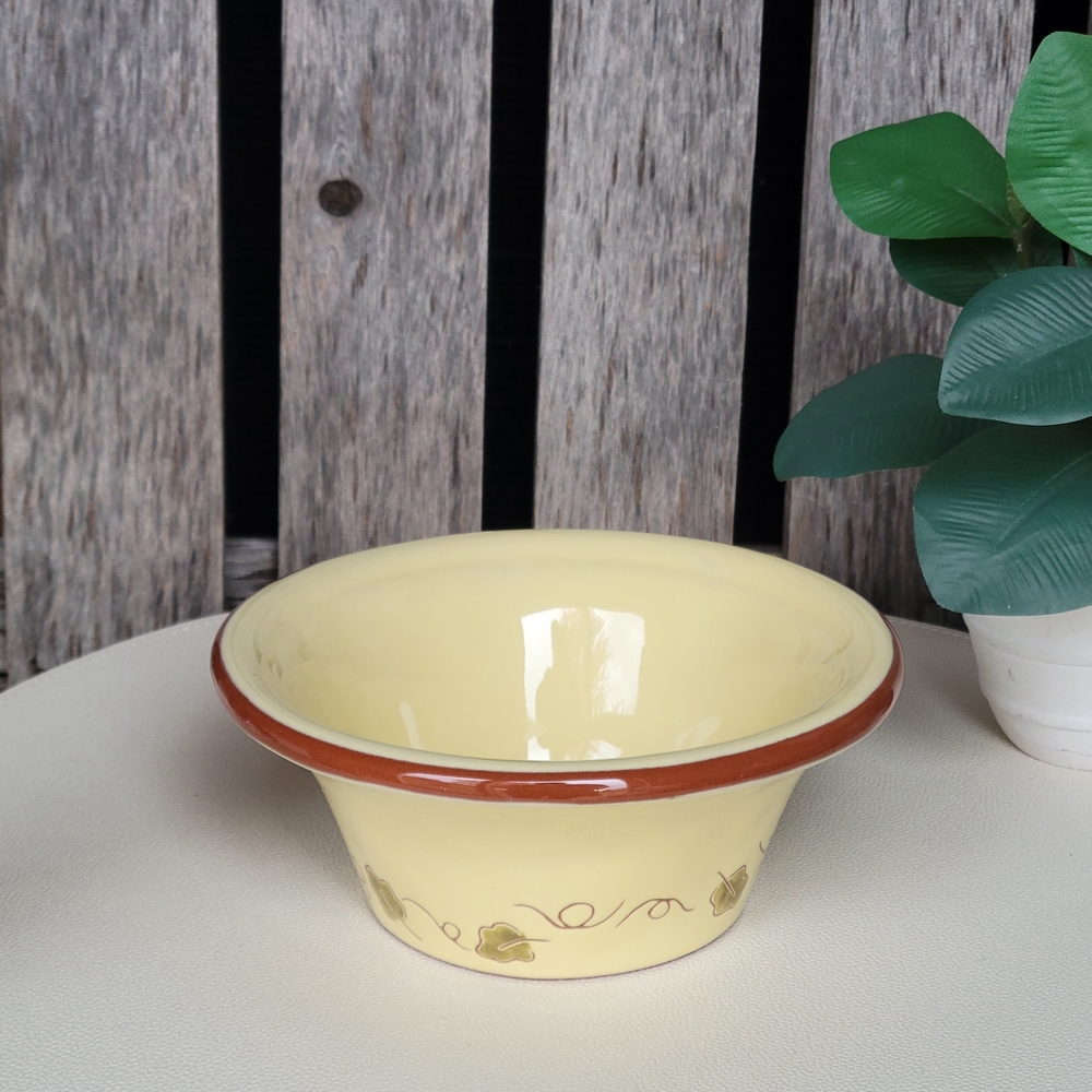 Autumn Pumpkin Glazed Muted Yellow Terracotta Bowl - Picture 4 of 7